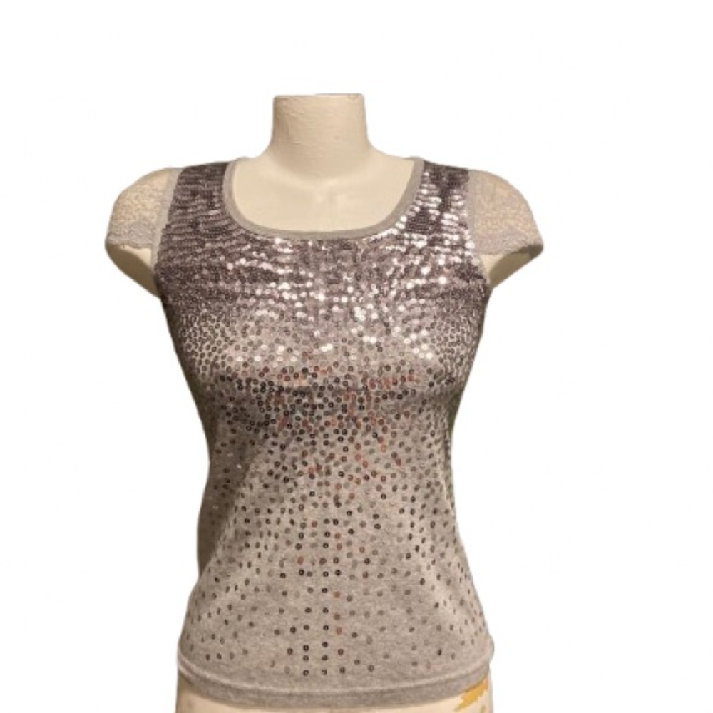 💙 La Chapelle Silver Sequin Tank. Size S
